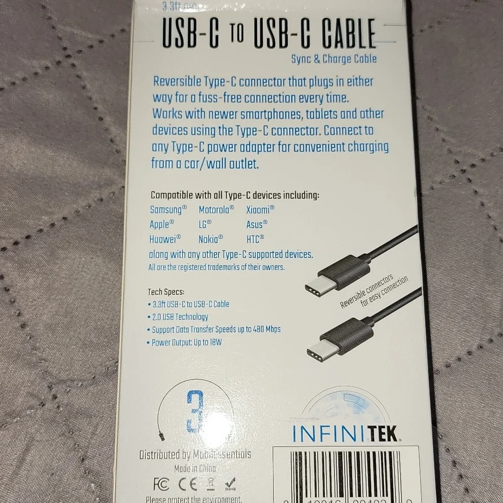 Black USB-C to USB-C Cable